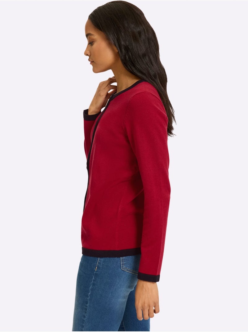 Gilet Fin Finitions Contrastées - Taille Standard - Helline Rouge - Kiabi