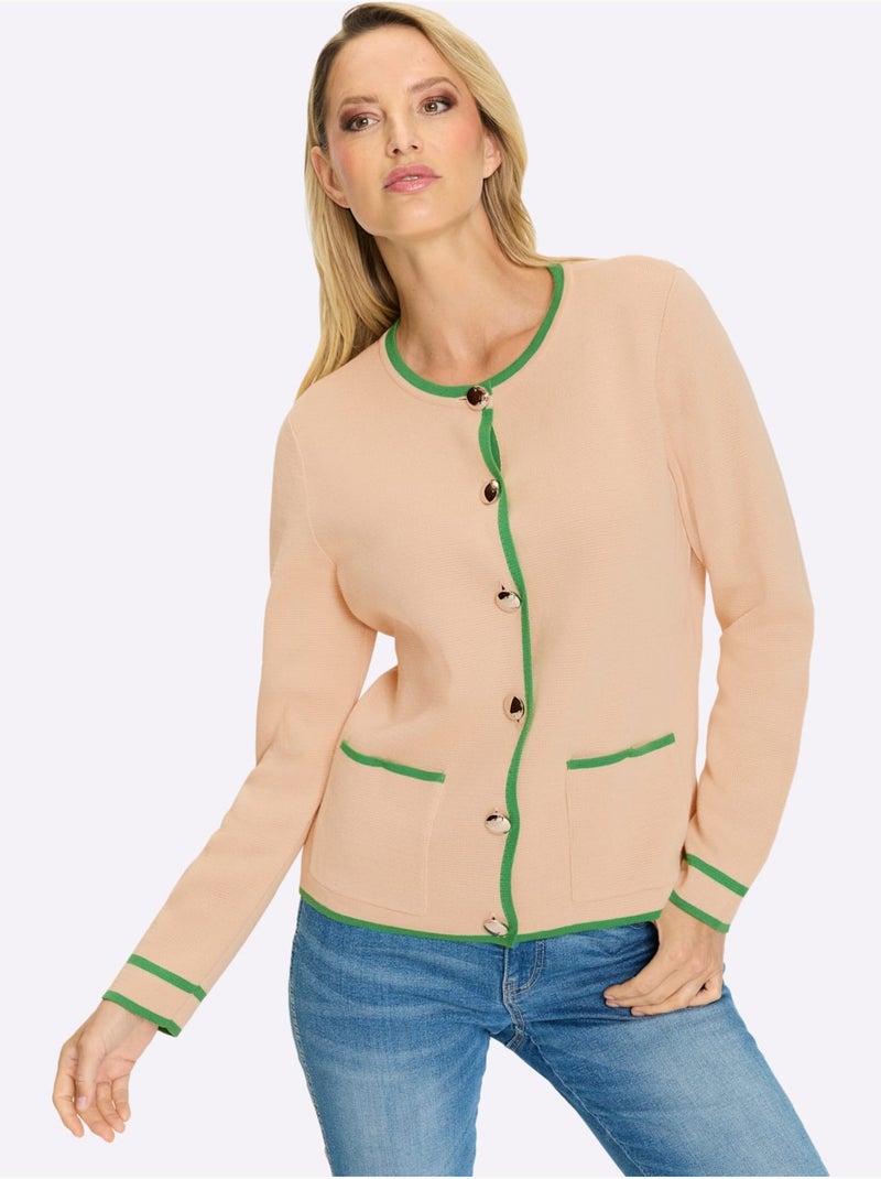 Gilet Fin Finitions Contrastées - Taille Standard - Helline Sable - Kiabi