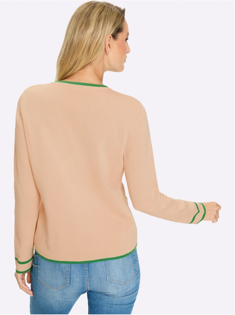 Gilet Fin Finitions Contrastées - Taille Standard - Helline Sable - Kiabi