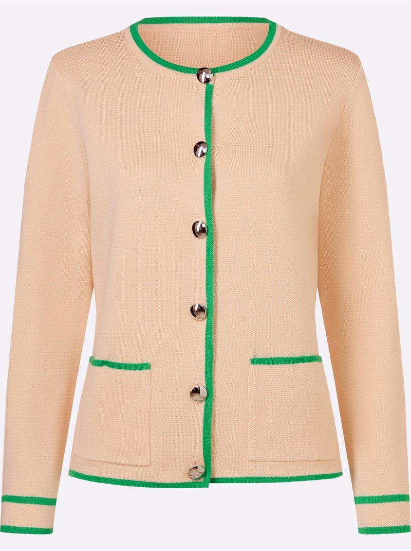 Gilet Fin Finitions Contrastées - Taille Standard - Helline Sable - Kiabi