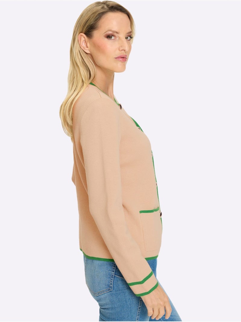 Gilet Fin Finitions Contrastées - Taille Standard - Helline Sable - Kiabi