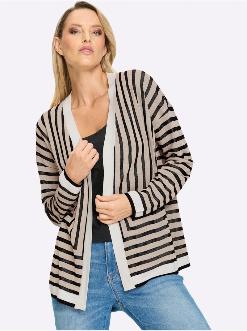 Gilet Fin Motif à Rayures Mode - Taille Standard - Helline Ecru - Kiabi