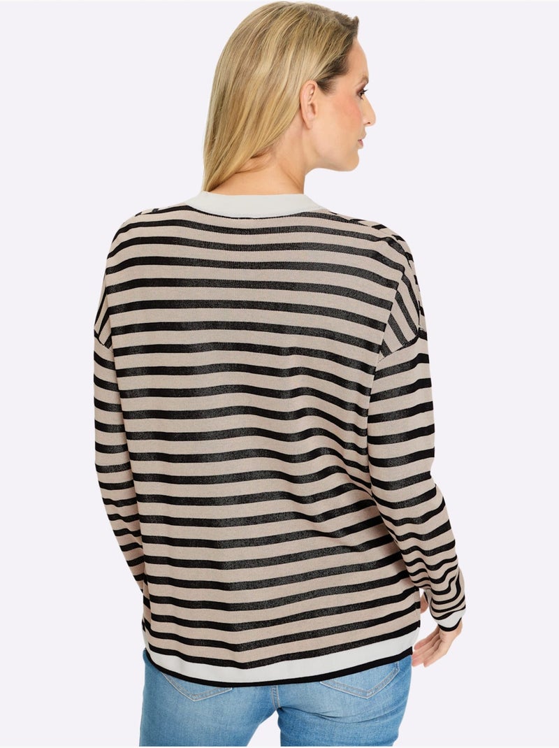 Gilet Fin Motif à Rayures Mode - Taille Standard - Helline Ecru - Kiabi