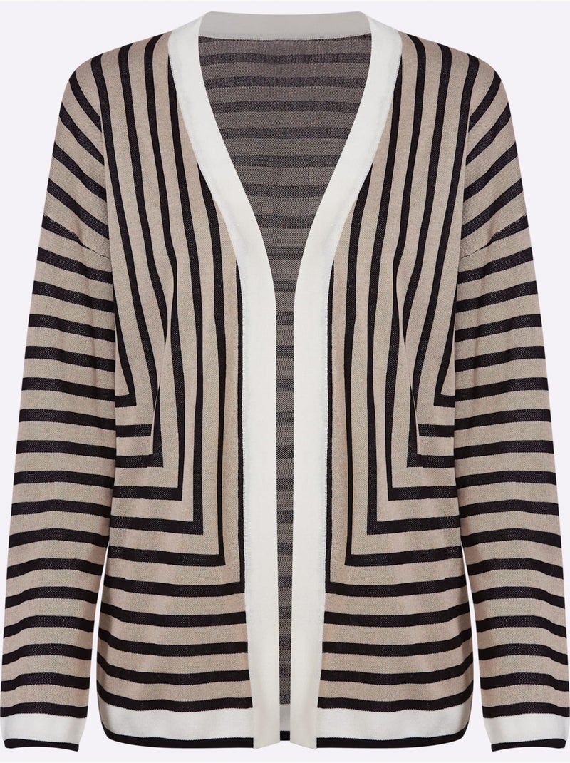 Gilet Fin Motif à Rayures Mode - Taille Standard - Helline Ecru - Kiabi