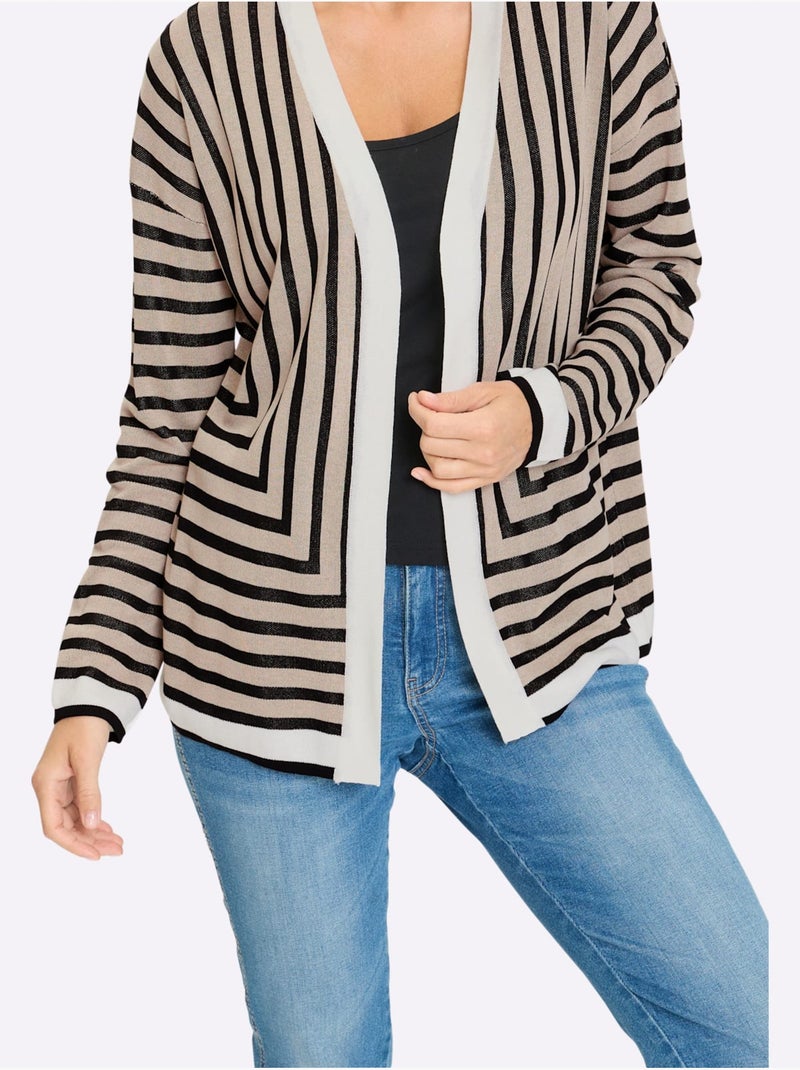 Gilet Fin Motif à Rayures Mode - Taille Standard - Helline Ecru - Kiabi