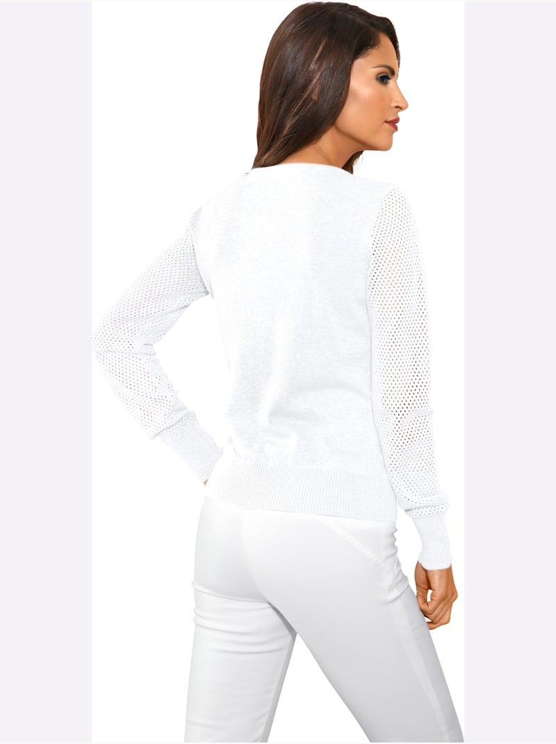 Gilet Fin Motif Tricot Ajouré Tendance - Taille Standard - helline Blanc - Kiabi