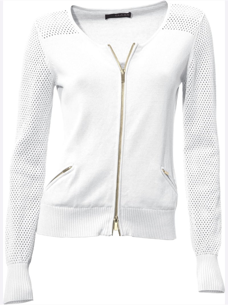 Gilet Fin Motif Tricot Ajouré Tendance - Taille Standard - helline Blanc - Kiabi