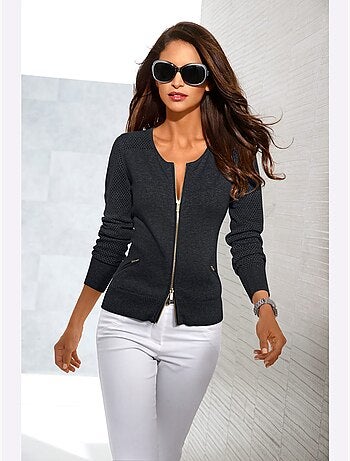 Gilet Fin Motif Tricot Ajouré Tendance - Taille Standard - Helline