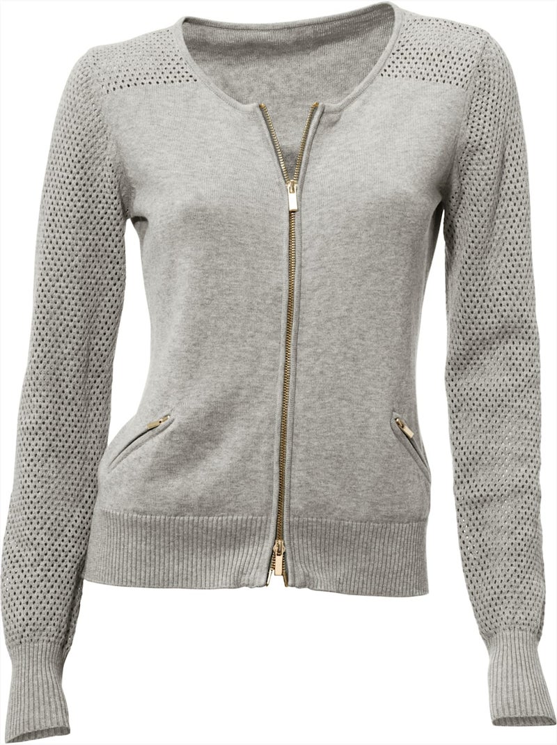 Gilet Fin Motif Tricot Ajouré Tendance - Taille Standard - helline Gris chiné - Kiabi