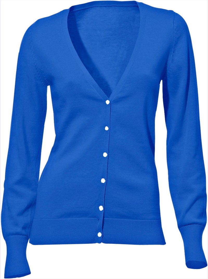 Gilet Fin Style Cardigan - Taille Standard - helline Bleu roi - Kiabi