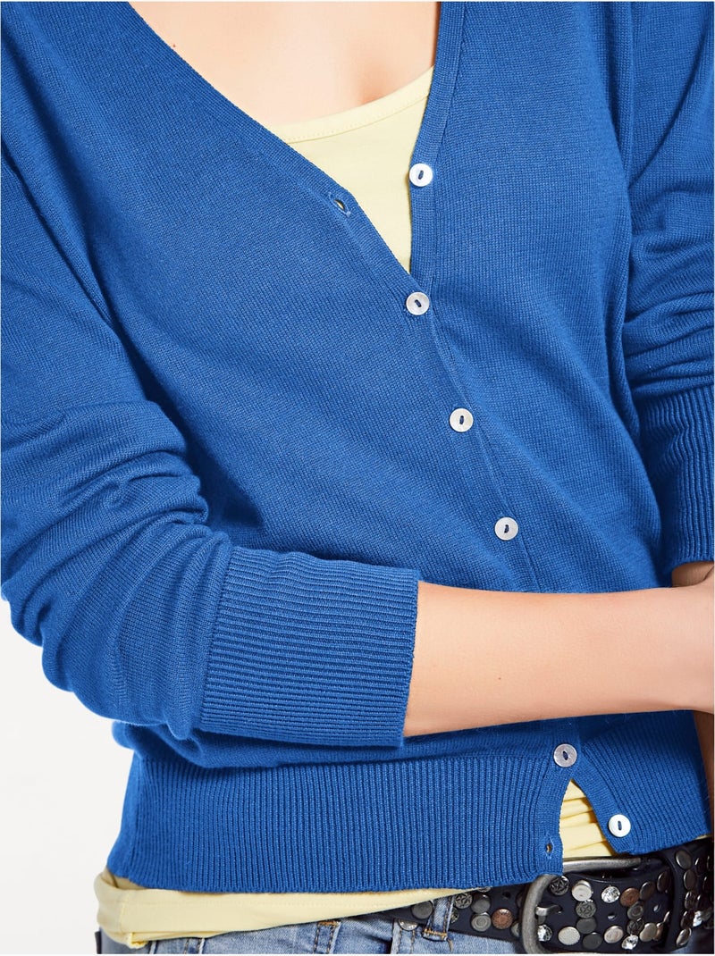 Gilet Fin Style Cardigan - Taille Standard - helline Bleu roi - Kiabi
