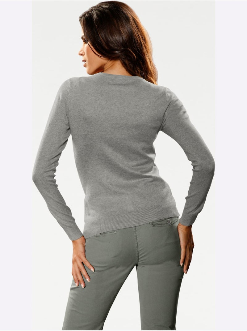 Gilet Fin Style Cardigan - Taille Standard - helline Gris chiné - Kiabi