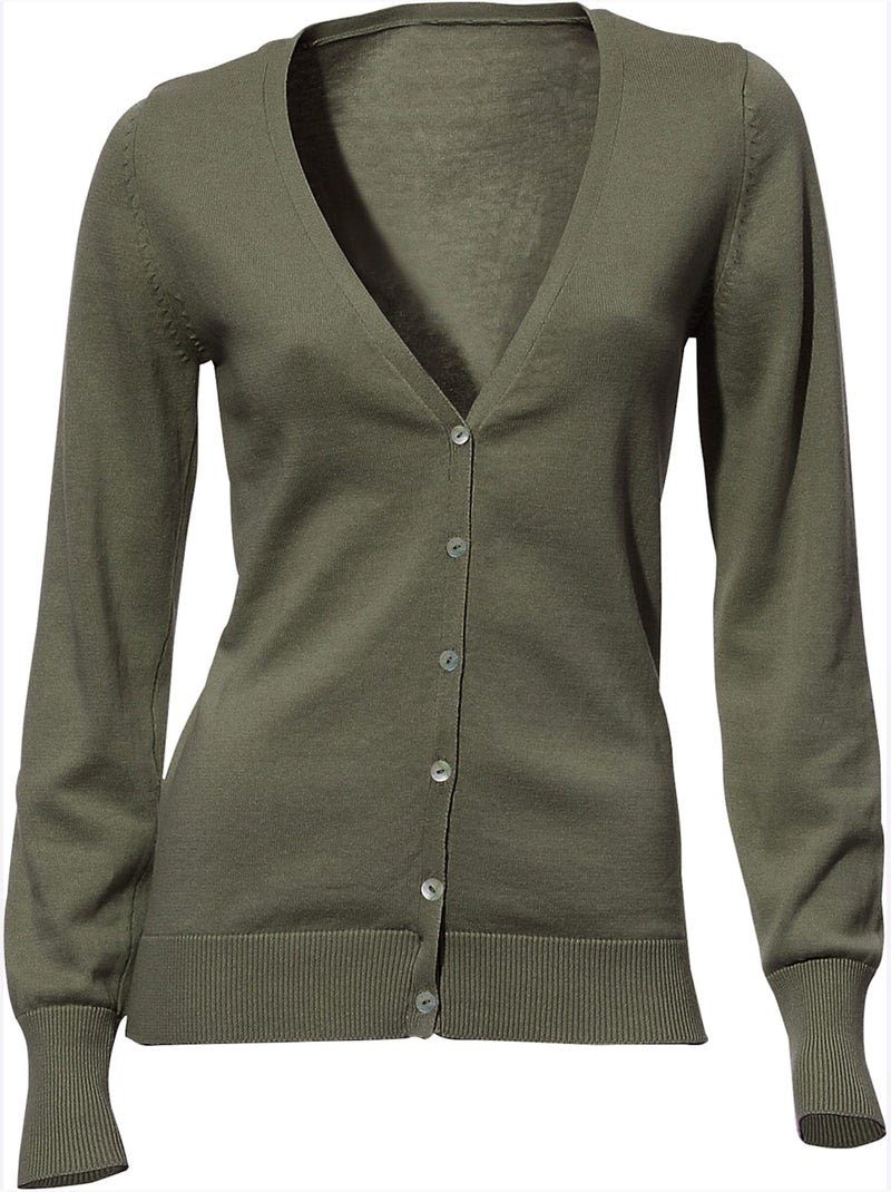Gilet Fin Style Cardigan - Taille Standard - helline Vert olive - Kiabi