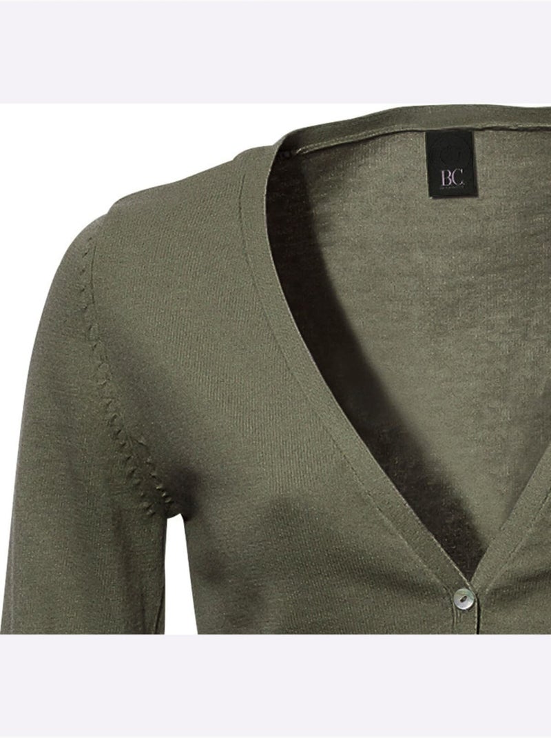 Gilet Fin Style Cardigan - Taille Standard - helline Vert olive - Kiabi