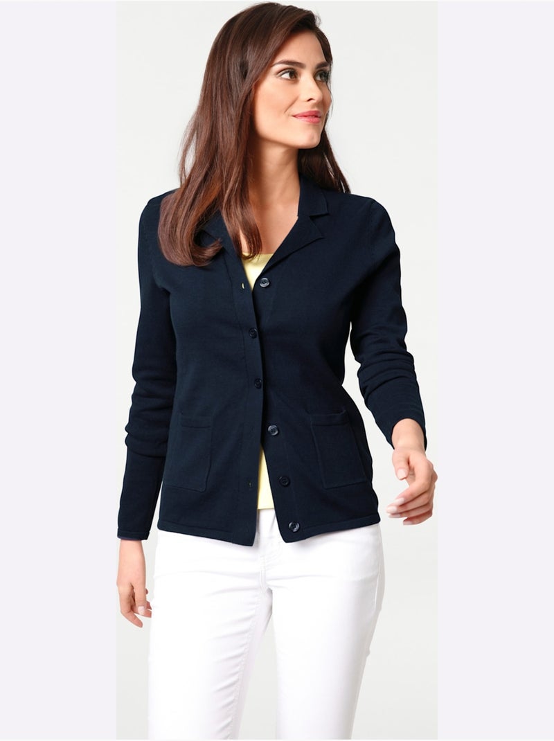 Gilet Fin Superbe Basique Avec Poches Plaquées - Taille Standard - helline Bleu marine - Kiabi