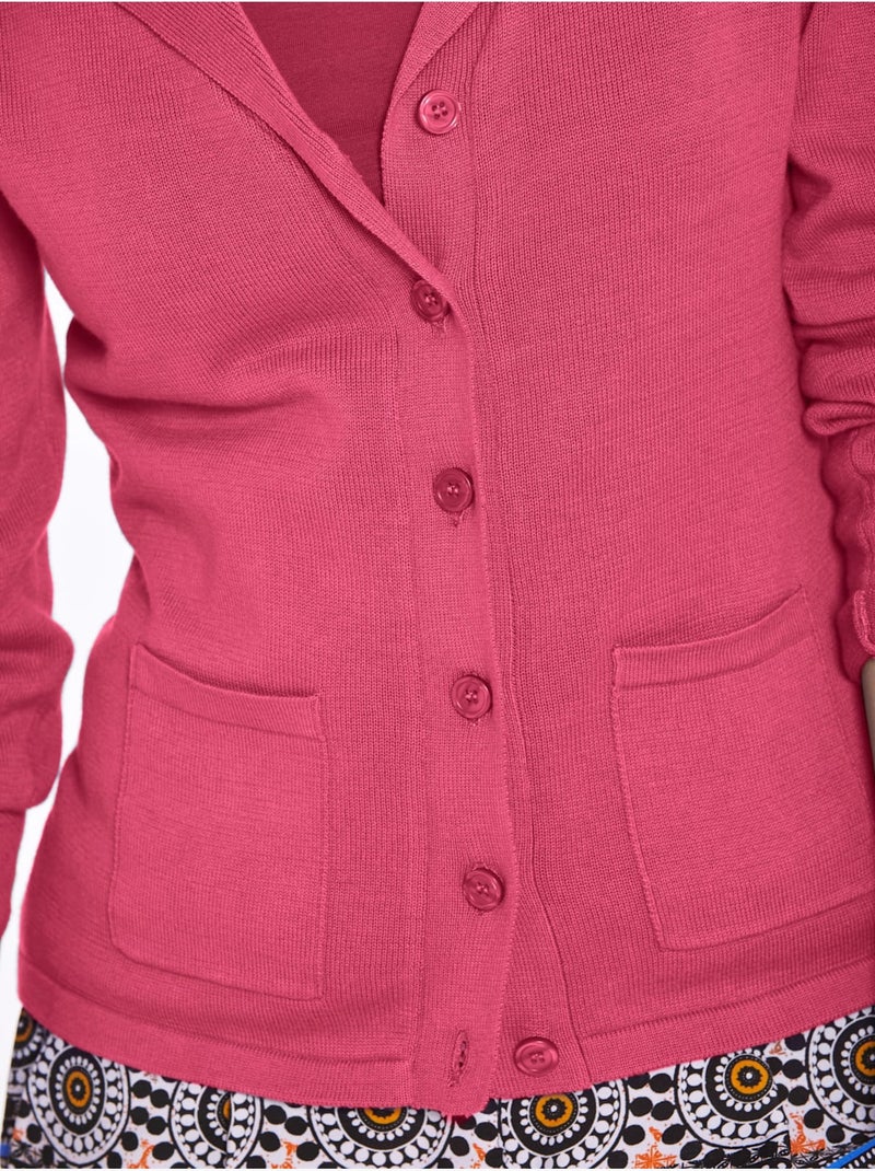 Gilet Fin Superbe Basique Avec Poches Plaquées - Taille Standard - helline Rose fushia - Kiabi