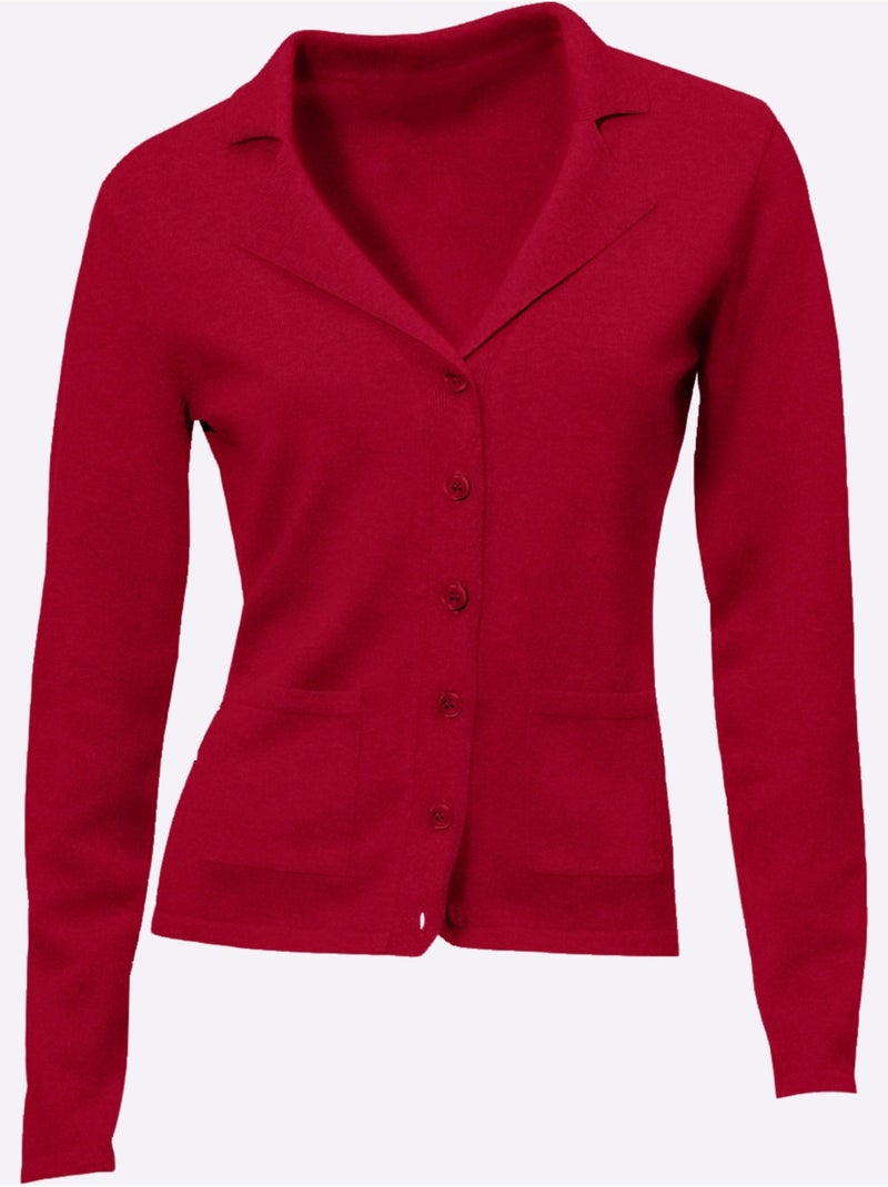 Gilet Fin Superbe Basique Avec Poches Plaquées - Taille Standard - helline Rouge - Kiabi