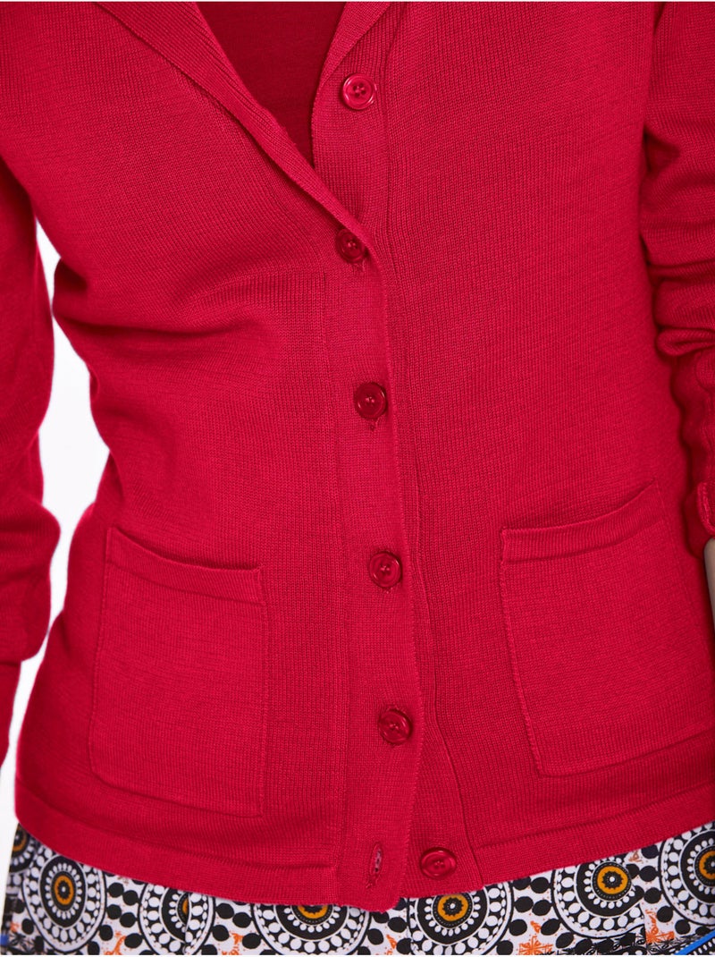 Gilet Fin Superbe Basique Avec Poches Plaquées - Taille Standard - helline Rouge - Kiabi