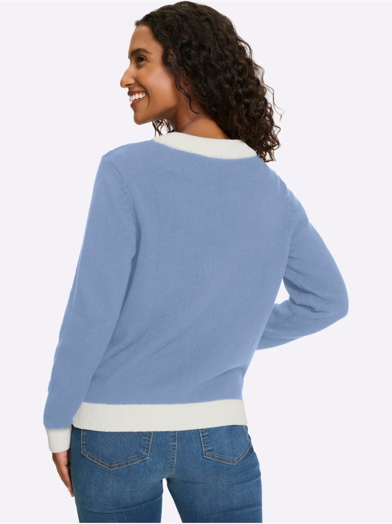 Gilet Finitions Contrastées - Taille Standard - helline Bleu Ecru - Kiabi