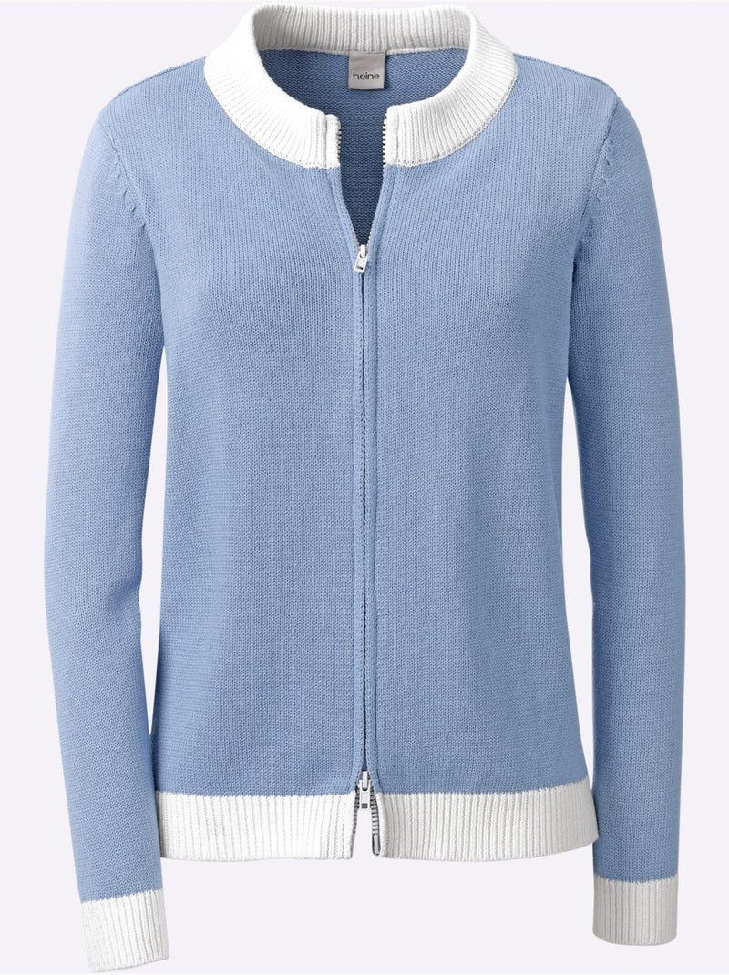 Gilet Finitions Contrastées - Taille Standard - helline Bleu Ecru - Kiabi