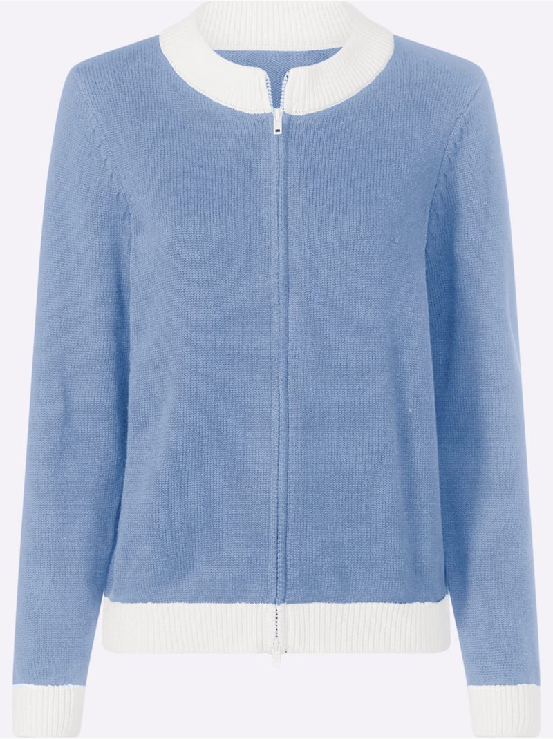 Gilet Finitions Contrastées - Taille Standard - helline Bleu Ecru - Kiabi