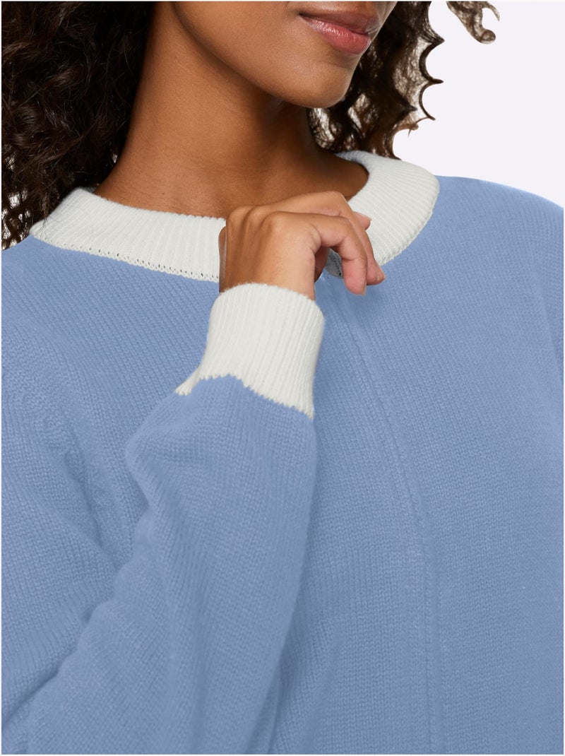 Gilet Finitions Contrastées - Taille Standard - helline Bleu Ecru - Kiabi