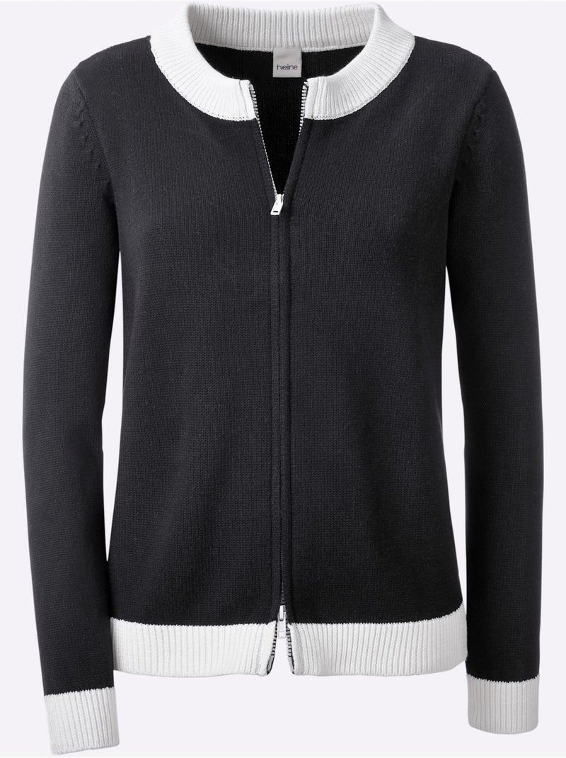 Gilet Finitions Contrastées - Taille Standard - helline Noir Ecru - Kiabi