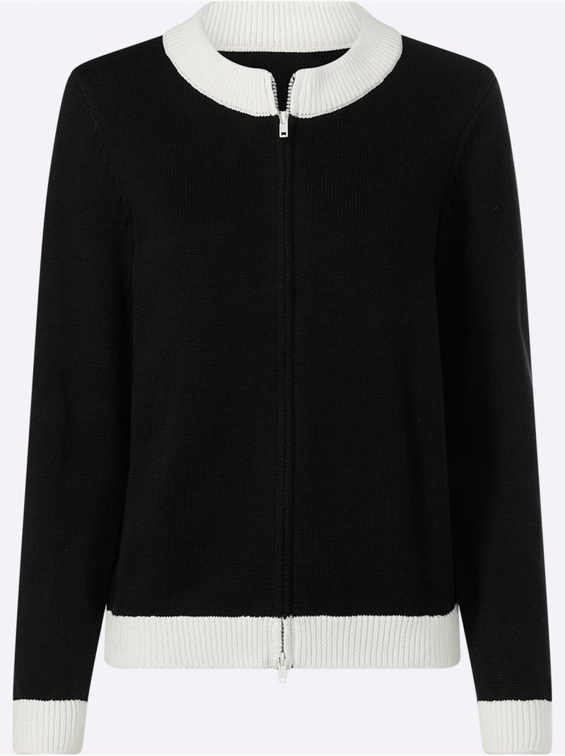 Gilet Finitions Contrastées - Taille Standard - helline Noir Ecru - Kiabi