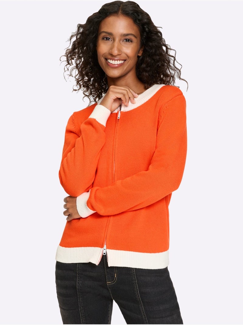 Gilet Finitions Contrastées - Taille Standard - Helline Orange - Kiabi