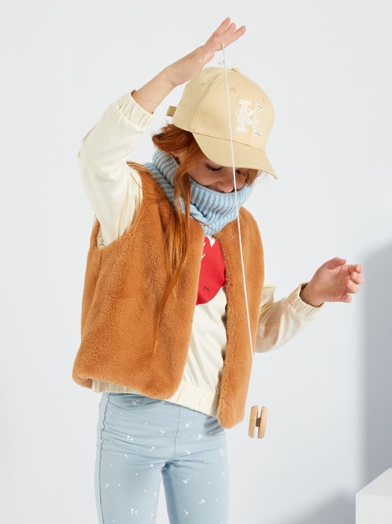 Gilet fourrure sans manches marron - Kiabi