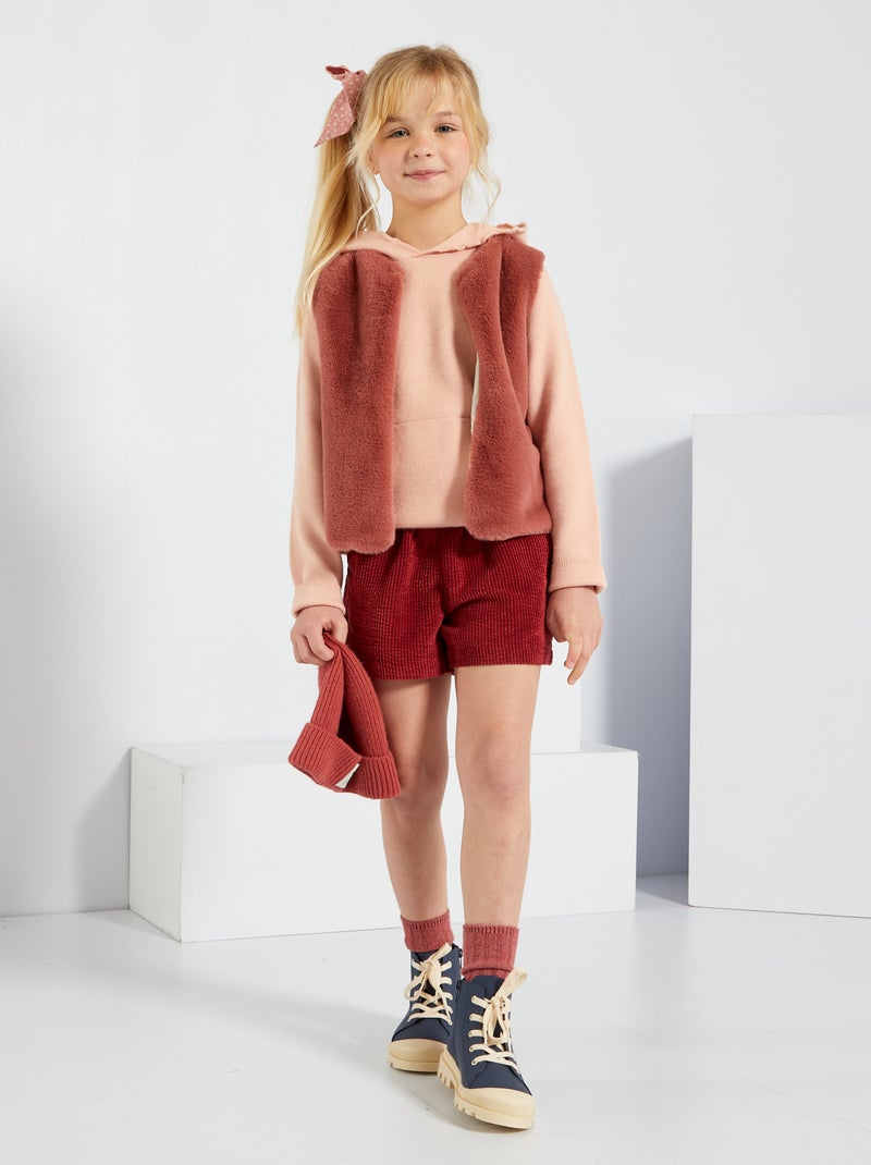 Gilet fourrure sans manches rose - Kiabi
