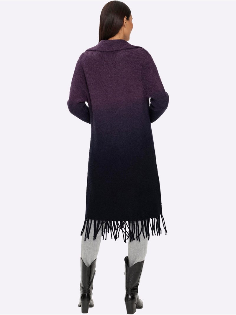 Gilet franges tendance - taille standard - helline Bleu Violet - Kiabi