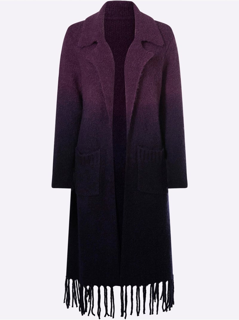 Gilet franges tendance - taille standard - helline Bleu Violet - Kiabi