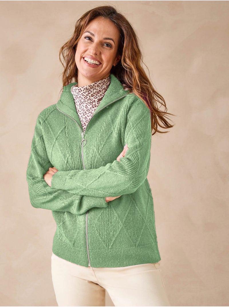 Gilet géométrique col montant zippé - DAXON Vert - Kiabi
