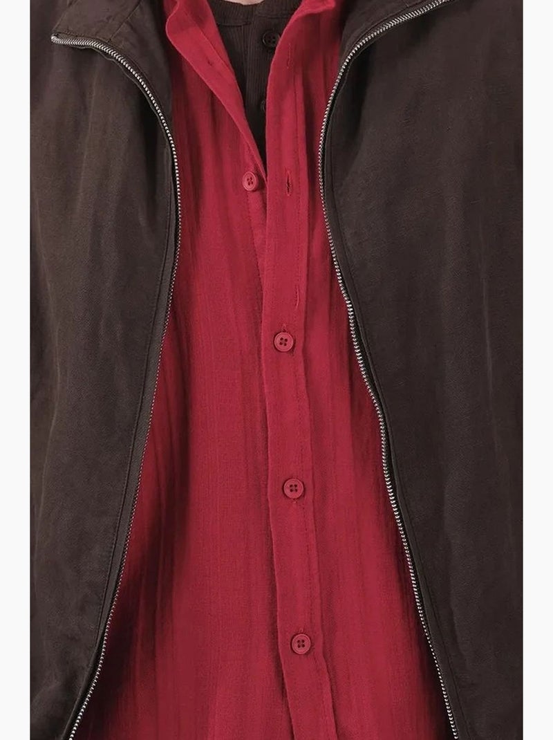 Gilet giesto pour homme, en tencel et lin uni, avec col de veste giesto Marron - Kiabi