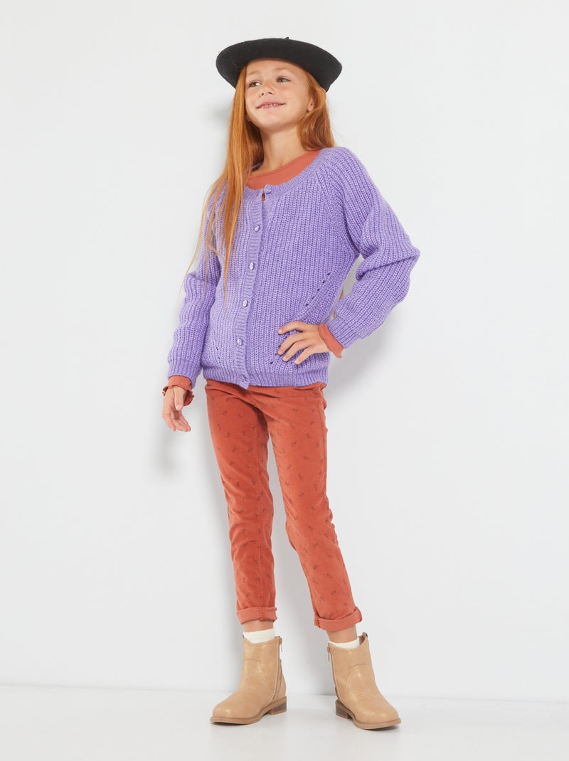 Gilet grosse jauge avec fils brillants violet - Kiabi