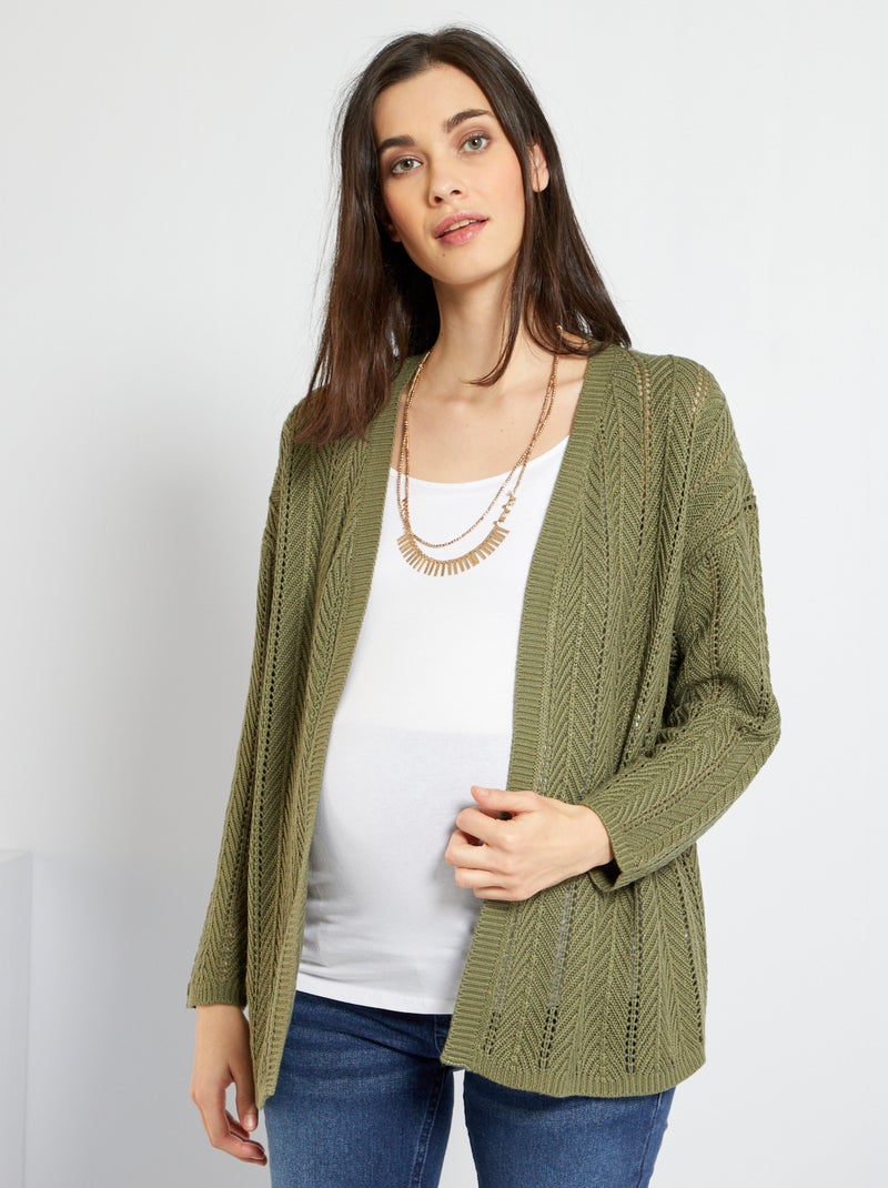 Gilet grossesse ajouré vert lichen - Kiabi