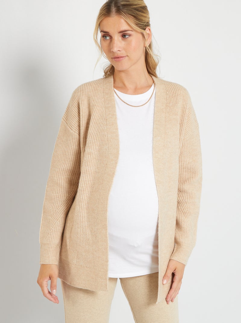 Gilet grossesse en maille tricot Beige - Kiabi