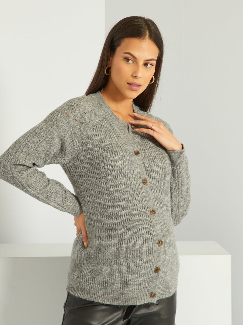 Gilet grossesse maille chaude Gris - Kiabi