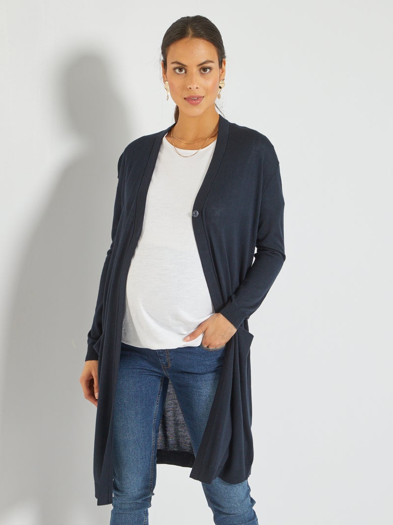 Gilet grossesse mi-long en maille Bleu marine - Kiabi