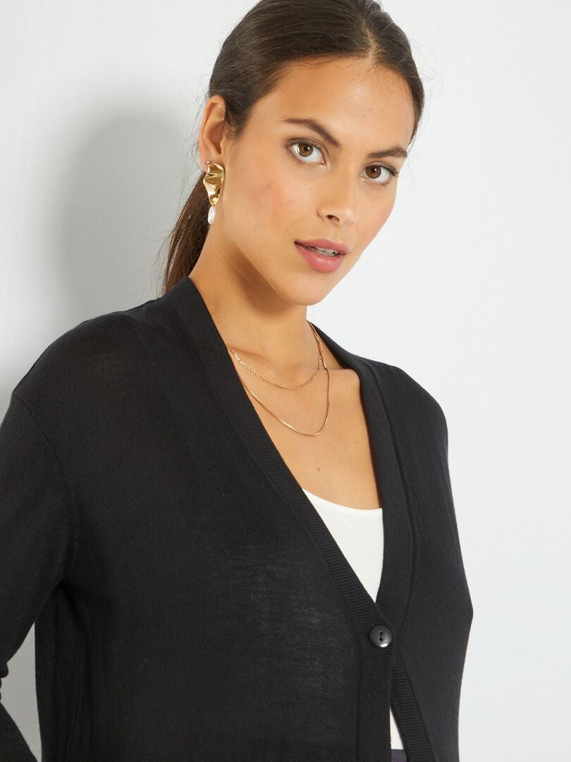 Gilet grossesse mi-long en maille Noir - Kiabi