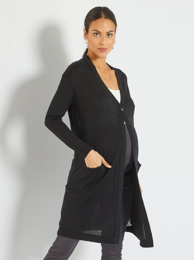 Gilet grossesse mi-long en maille Noir - Kiabi