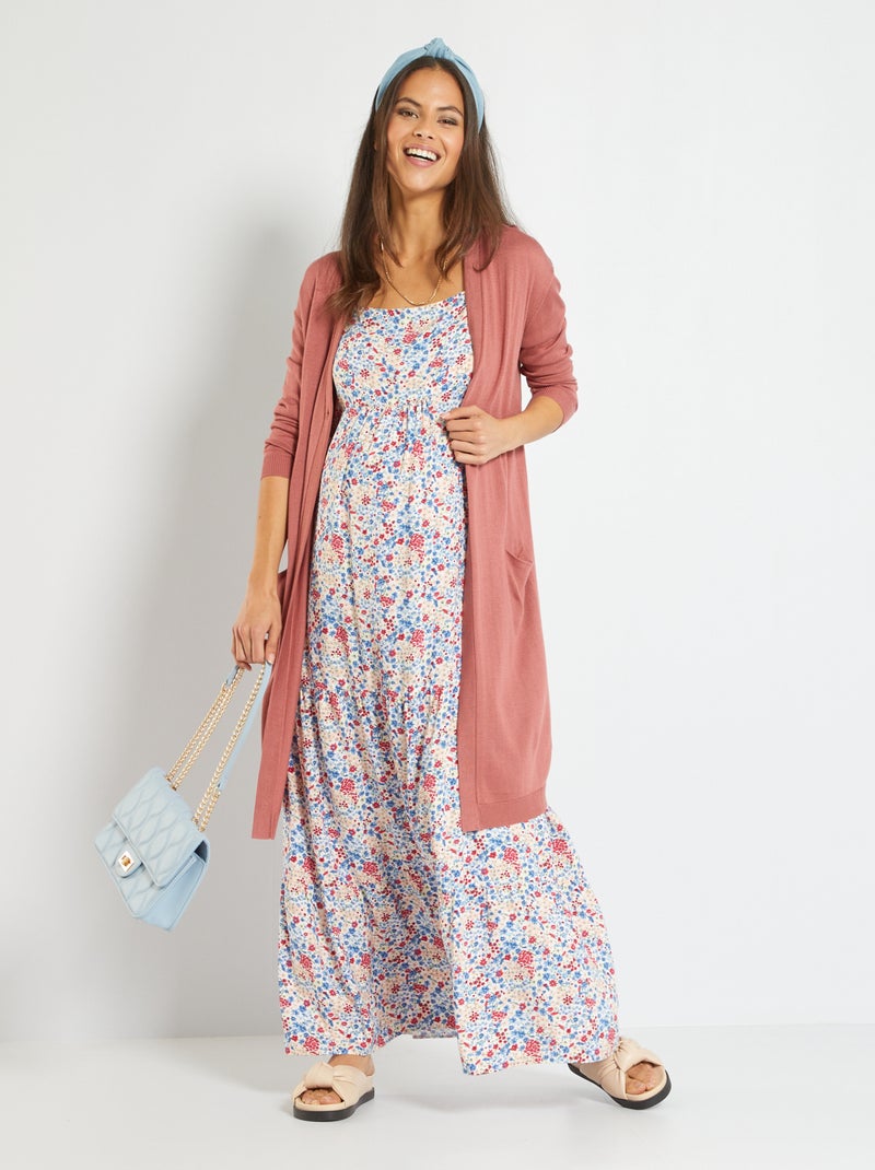 Gilet grossesse mi-long en maille Rose - Kiabi