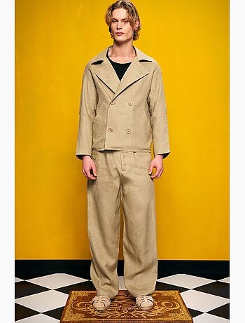 Gilet homme en lin à col tailleur giesto