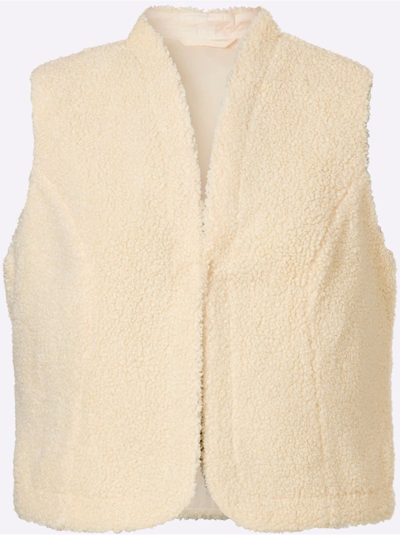 Gilet imitation fourrure fermeture crochet discrète - taille standard - witt Ivoire - Kiabi