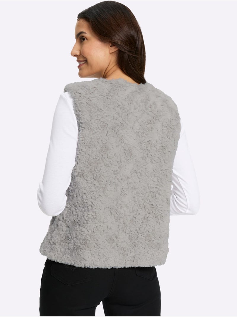 Gilet imitation fourrure imitation fourrure douce - taille standard - witt Gris clair - Kiabi