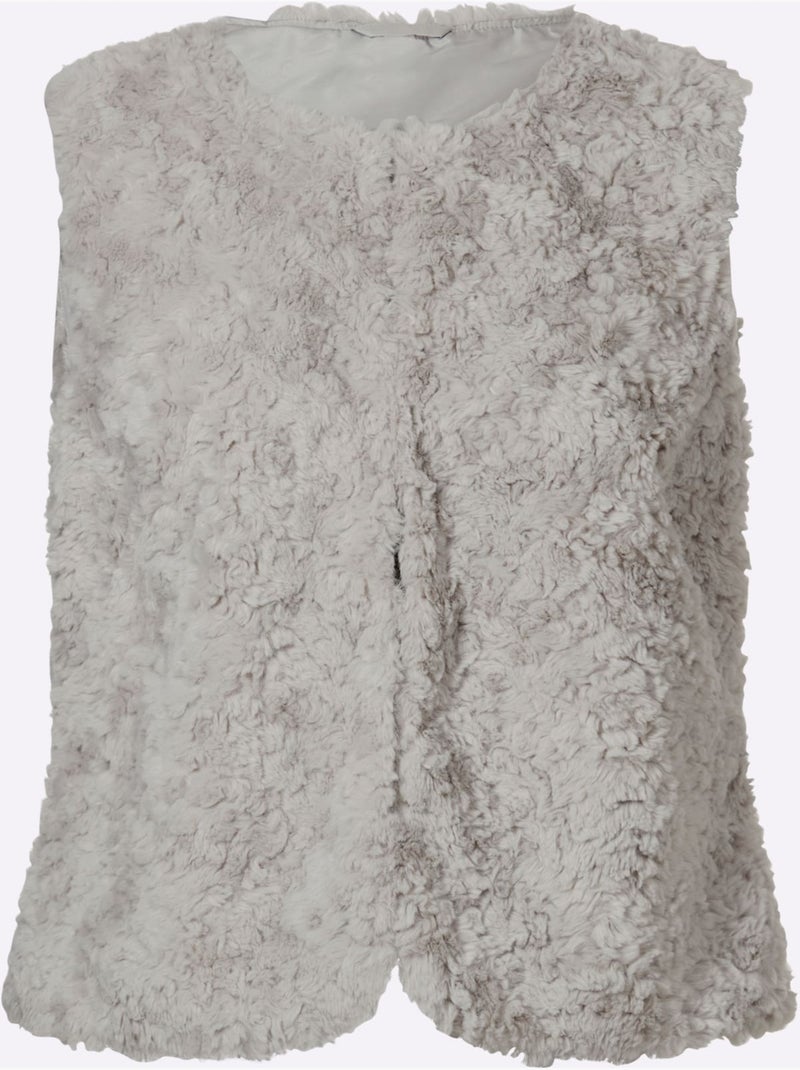 Gilet imitation fourrure imitation fourrure douce - taille standard - witt Gris clair - Kiabi
