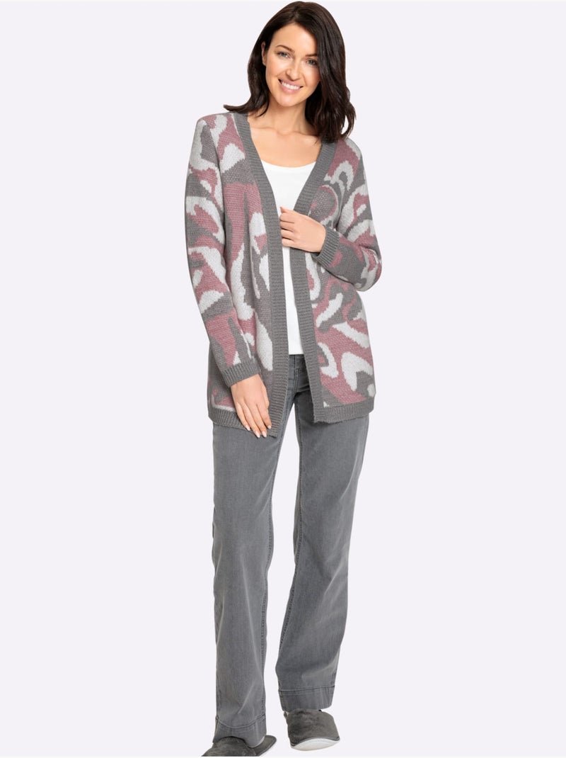 Gilet Jacquard Doux Et Moelleux - Taille Standard - Witt Gris Rose - Kiabi