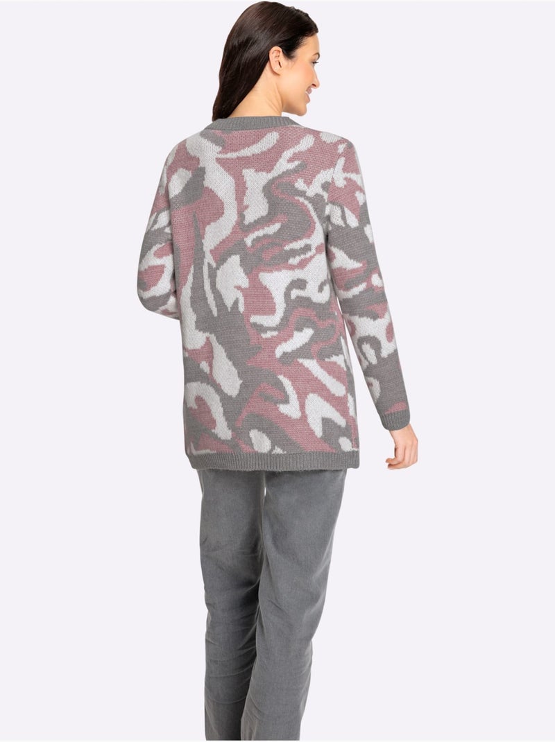 Gilet Jacquard Doux Et Moelleux - Taille Standard - Witt Gris Rose - Kiabi