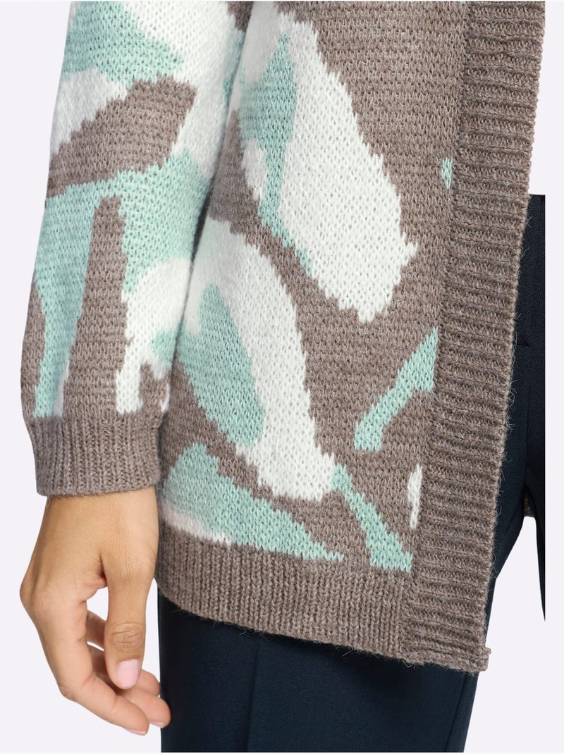Gilet Jacquard Doux Et Moelleux - Taille Standard - Witt Menthe/Gris/Blanc - Kiabi